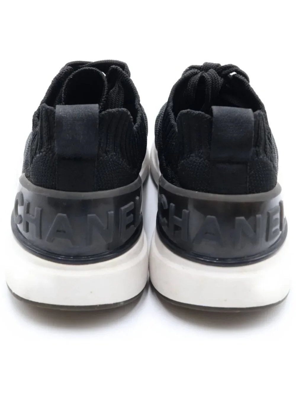 Chanel CC Logo Low Cut Mesh Sneakers Rubber Black